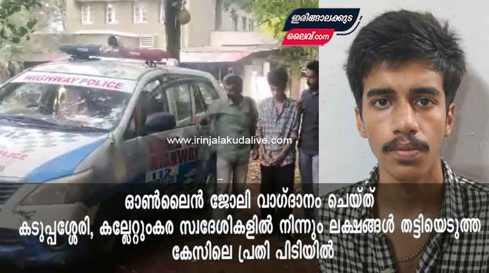ഓൺലൈൻ ജോലി വാഗ്ദാനം ചെയ്ത് കടുപ്പശ്ശേരി, കല്ലേറ്റുംകര സ്വദേശികളിൽ നിന്നും ലക്ഷങ്ങൾ തട്ടിയെടുത്ത കേസിലെ പ്രതി പിടിയിൽ